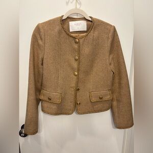 Goelia Camel Lady Crop Jacket with Gold Accents